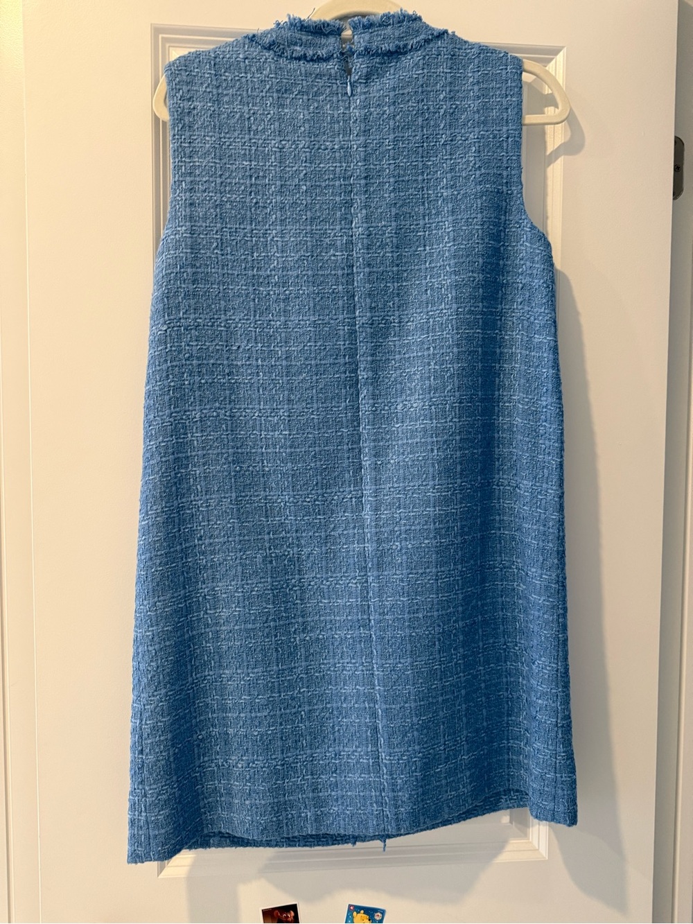Veronica Beard Sky Blue Tweed Sleeveless Button-Front Mini Dress - Picture 5 of 5